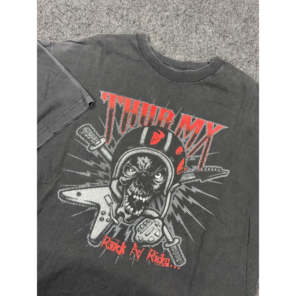 VTG Thor MX Motocross T Shirt XL Made USA Skull Rock N Ride Motorcycle Y2K